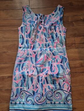 Lilly Pulitzer Blue and Pink Nautical-Print Sleeveless Midi Dress